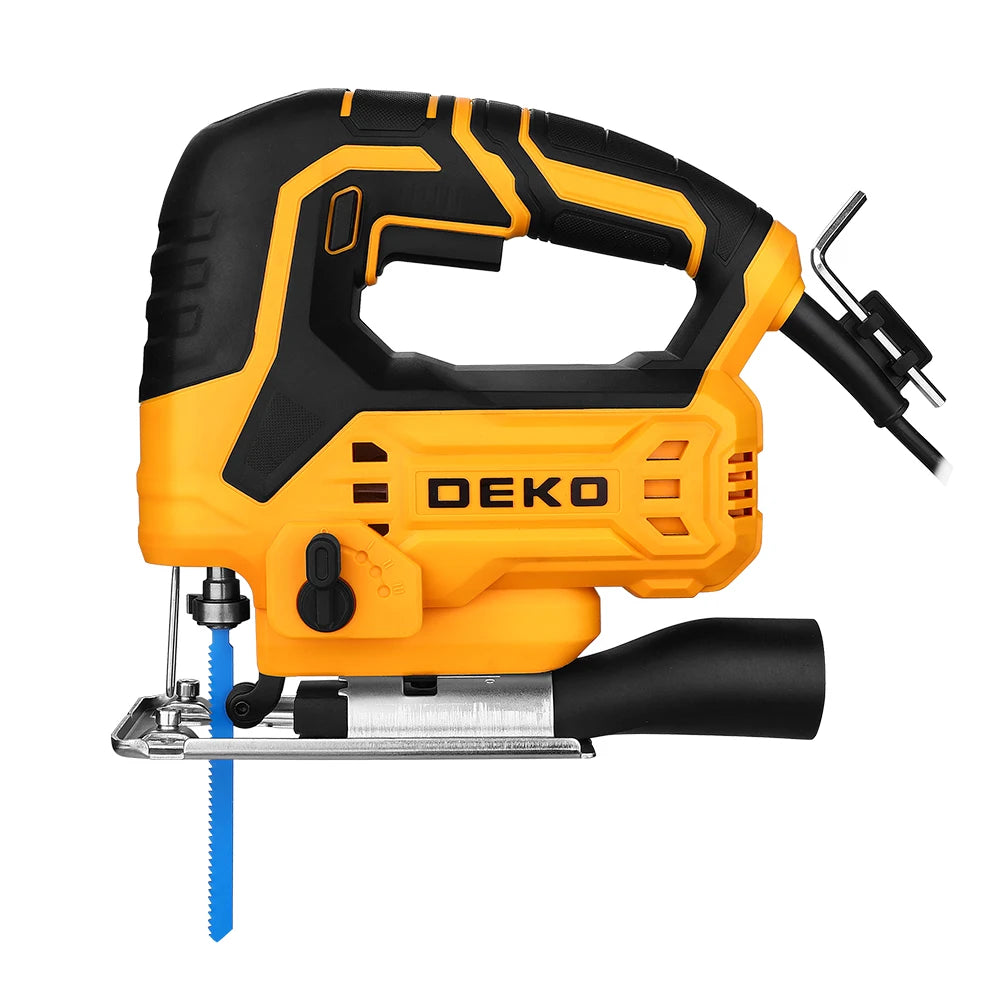 DEKO 220V DKJS55XL65 550W JIG SAW herramientas eléctricas para carpintería sierra eléctrica con regla guía hoja de sierra llave Allen