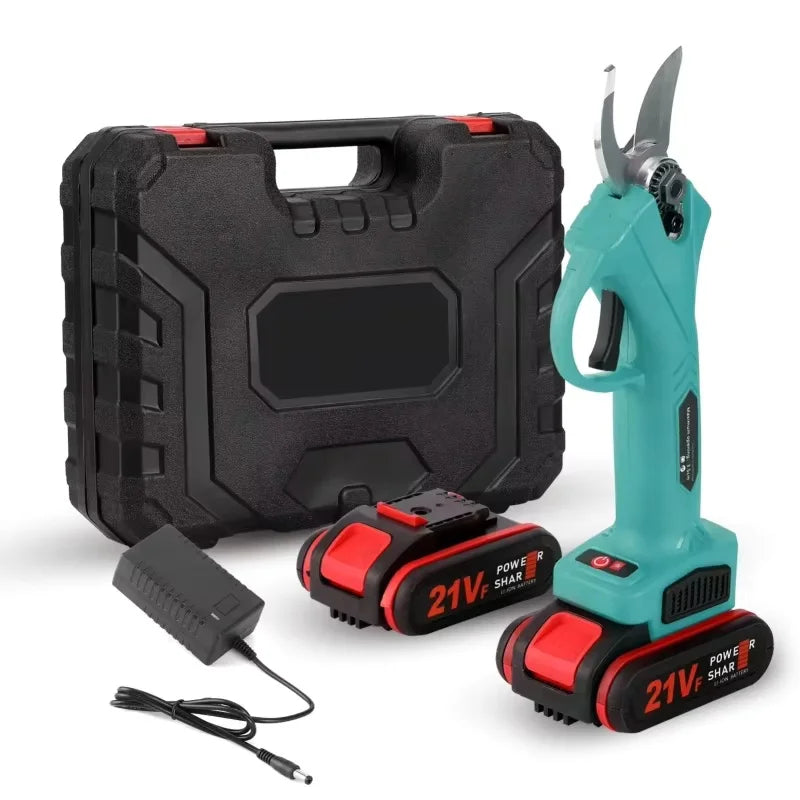 Podadora eléctrica inalámbrica sin escobillas de 1200W y 25mm, tijeras de podar para árboles frutales, bonsái, cortador de ramas, herramienta eléctrica con 2 uds. De 21V