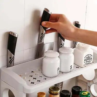 Estante de Cocina de Doble Capa, Multifuncional, Organizador de Especias y Condimentos, Portacuchillos, Estante para Utensilios de Cocina