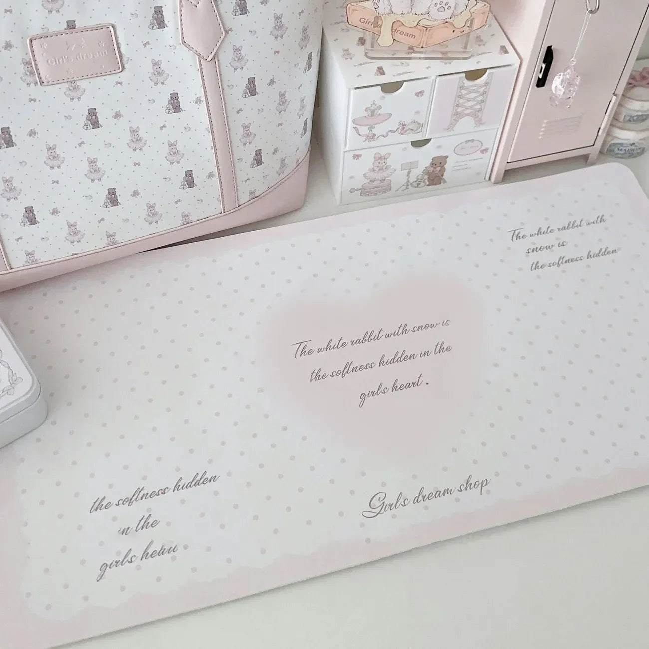 Protector de almohadilla de escritorio de cuero, alfombrilla de ratón de amor con gradiente de conejito rosa, alfombrilla de escritorio de oficina, impermeable, antideslizante, PU, secante de escritorio