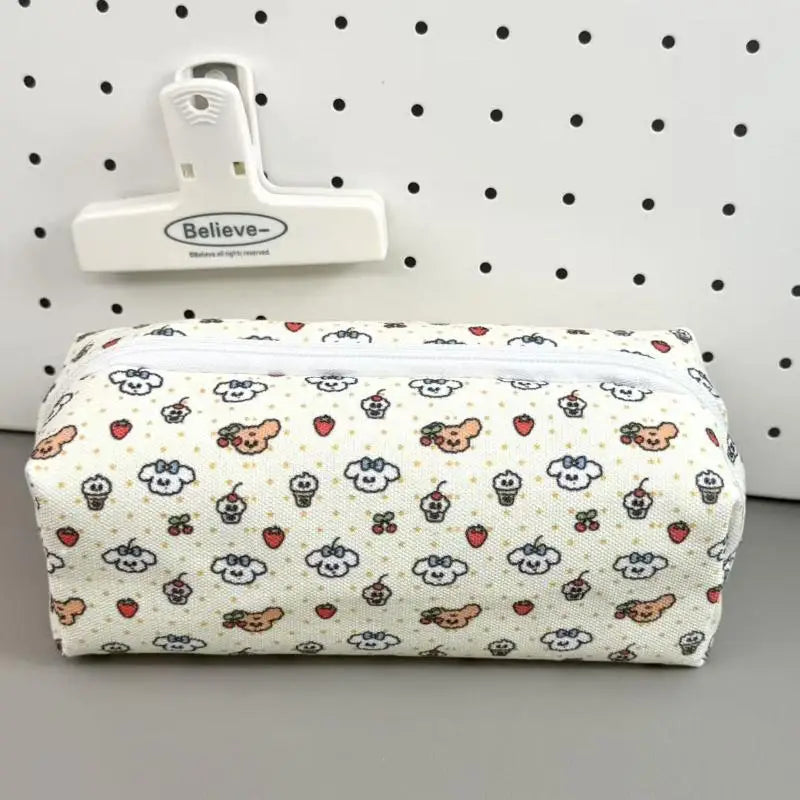 Bolsa de lona con cremallera para lápices, diseño de animales y flores, para la escuela, oficina y uso diario, suministros de papelería para estudiantes