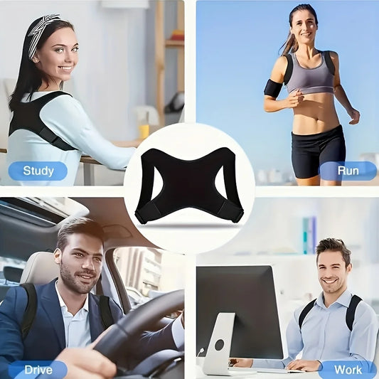 Corrector de postura ajustable, cinturón de soporte para espalda, transpirable, antideslizante, soporte ergonómico para una postura mejorada, adecuado para Sitti