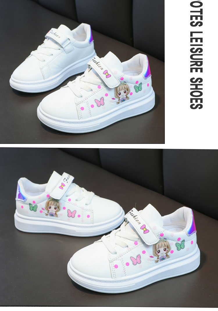 Zapatillas-zapatos informales para chico, zapatillas de deporte para niño, zapatos superiores de cuero para niña, zapatos blancos pequeños para niño, primavera 2023