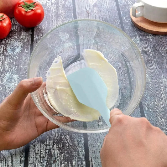 Juego de utensilios de cocina de silicona de 6 piezas, espátula integrada color crema, cepillo para aceite, juego de espátulas de diferentes tamaños
