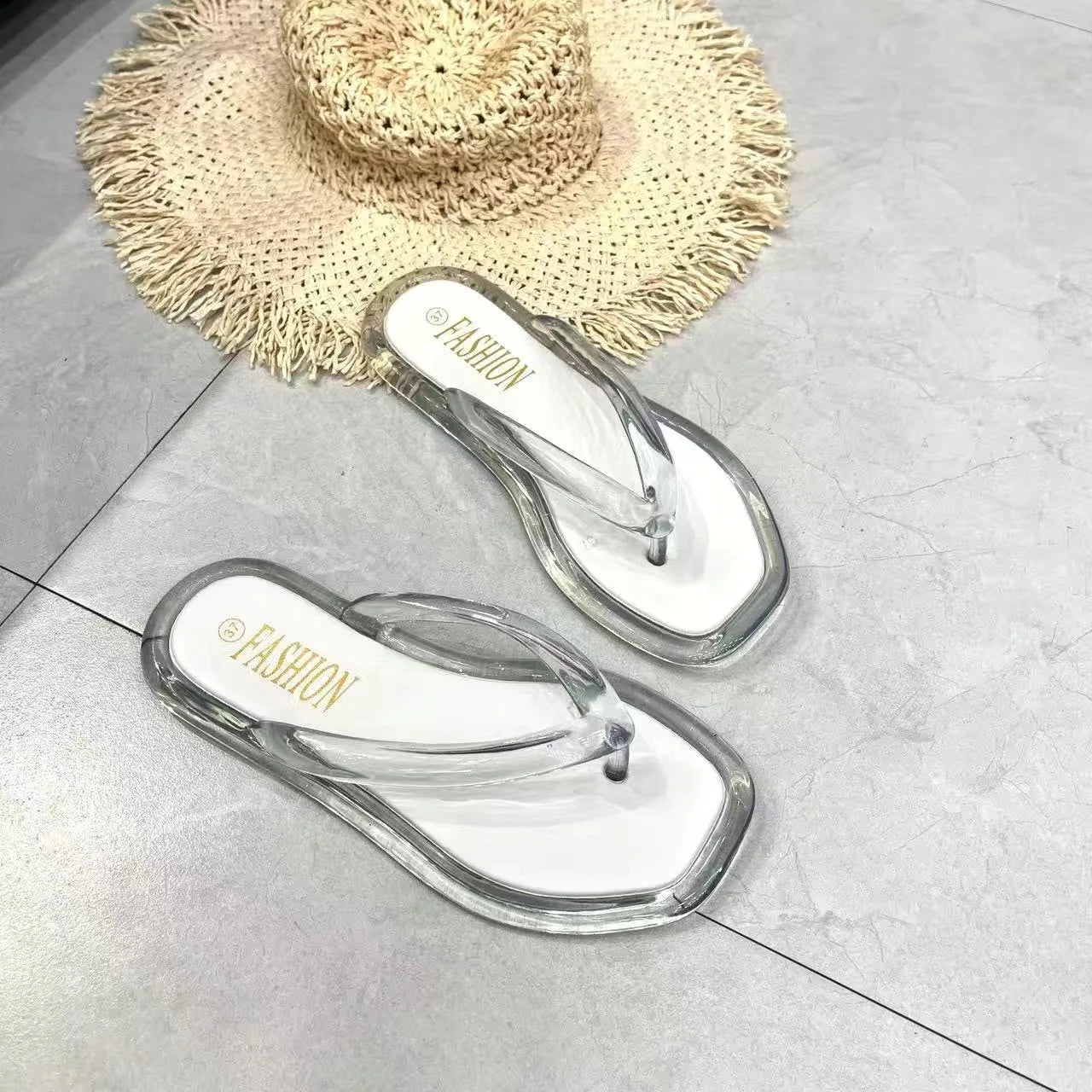 Sandalias de PVC con purpurina, chanclas de goma de talla grande para mujer, sandalias de playa, sandalias bajas, sandalias hawaianas de PVC, sandalias romanas, verano 2026
