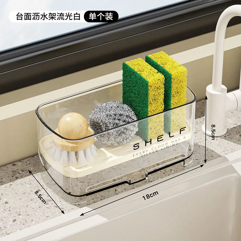 Organizador de fregadero de cocina, escurridor, estante autodrenante, soporte de esponja, grifo de paños de cocina, almacenamiento, escurridor de jabón, accesorios de cocina