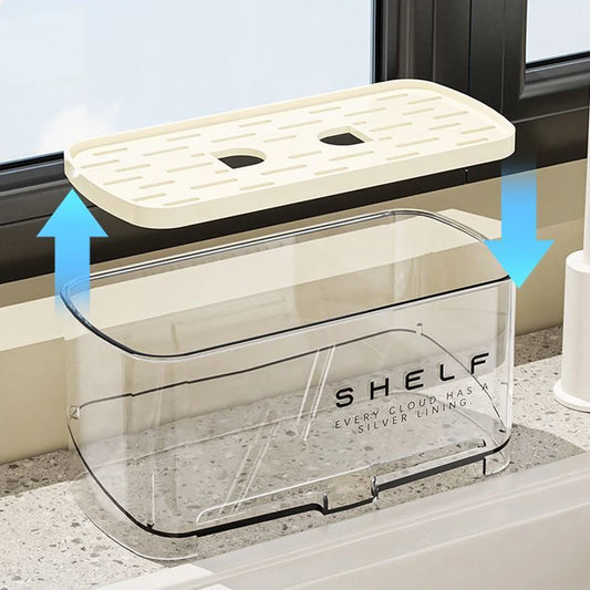 Organizador de fregadero de cocina, escurridor, estante autodrenante, soporte de esponja, grifo de paños de cocina, almacenamiento, escurridor de jabón, accesorios de cocina