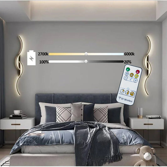 Lámpara de pared LED moderna, luz Led minimalista con batería y Control remoto, apliques de pared para sala de estar, dormitorio, accesorio de iluminación para el hogar