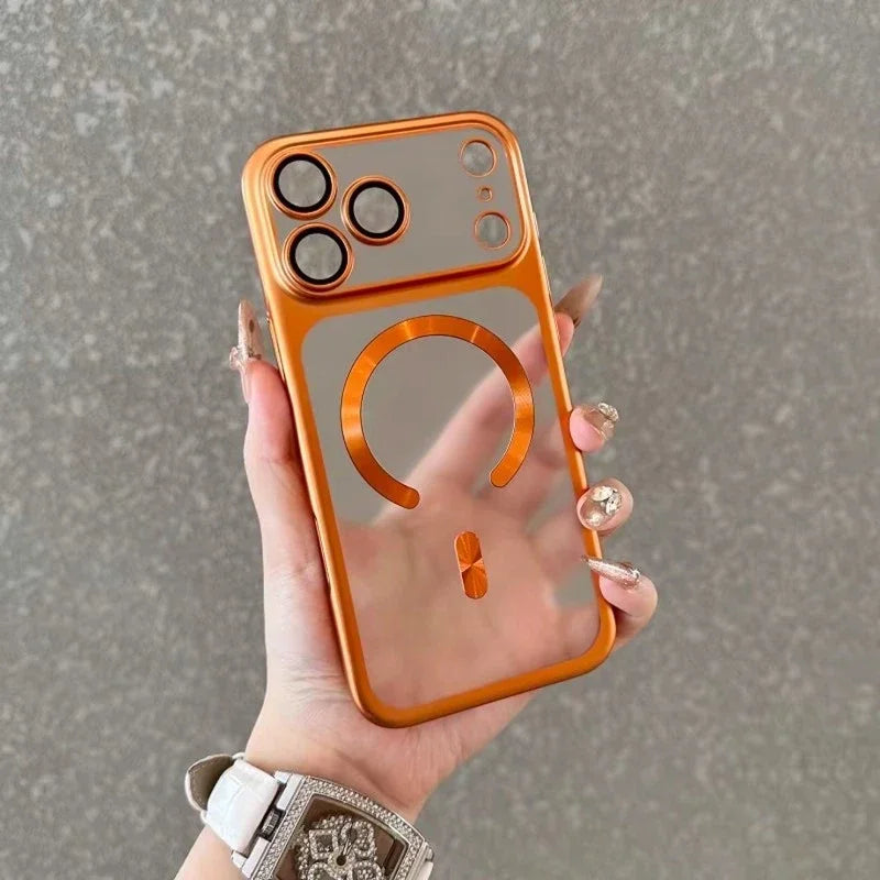 Funda de teléfono transparente mate de lujo para Magsafe IPhone 17 Air 16 15 Pro Max Plus 17Air 17Pro funda trasera de parachoques magnético