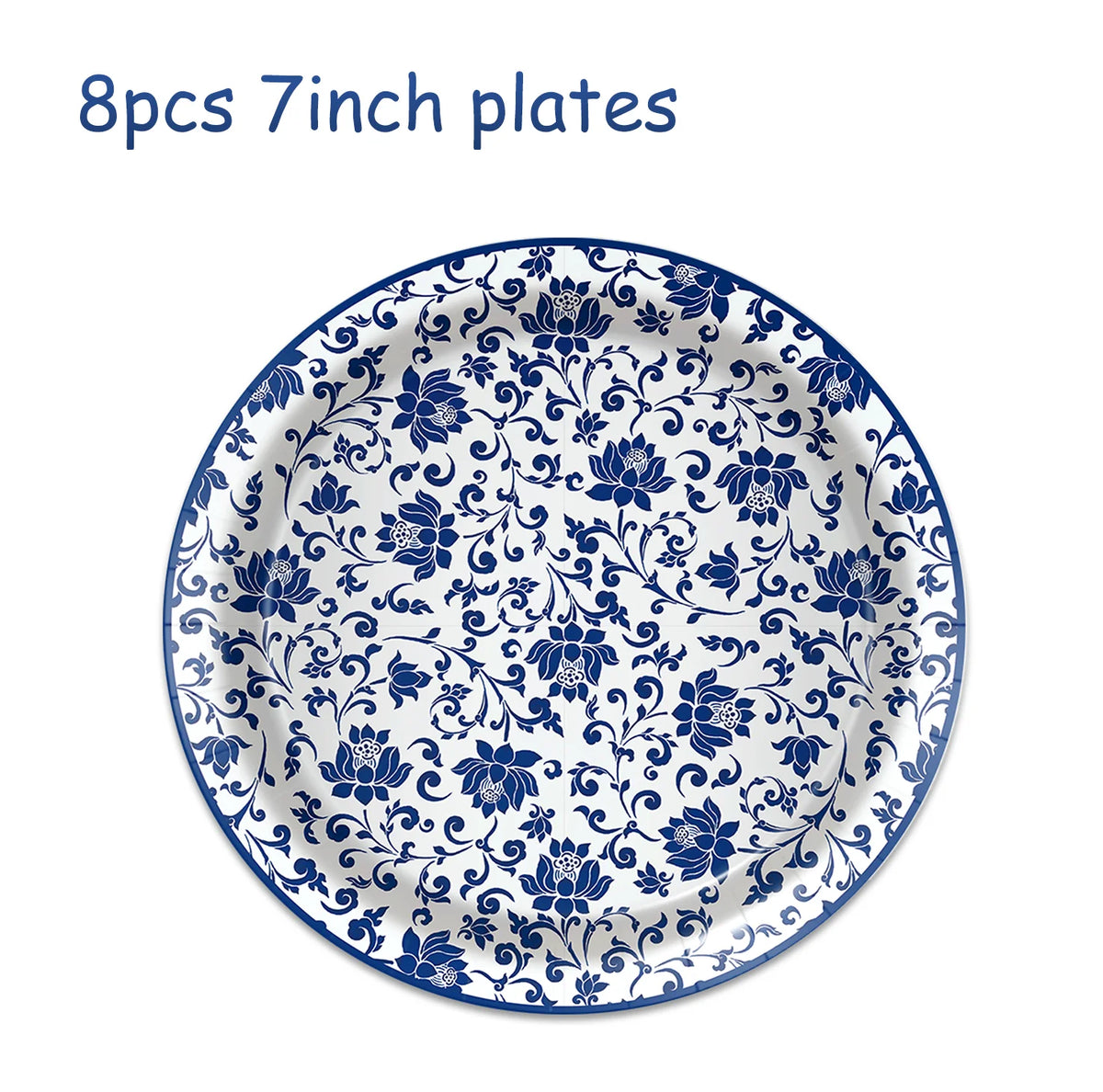 Platos de papel de porcelana azul y blanca, servilletas, vajilla para decoración de cumpleaños, decoración de bodas, decoración de mesa, suministros para fiestas