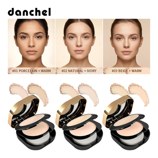 Polvo Compacto de Colágeno de Doble Capa, Control de Grasa, Acabado Mate, Maquillaje Facial de Larga Duración, Contorno e Iluminador para Mujeres, Belleza Diaria