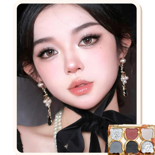 Paleta de Sombras de Ojos de 6 Colores, Iris Morado Brillante, Paleta de Sombras de Ojos Perladas, Sombras de Ojos Brillantes Coreanas de Moda, Maquillaje de Ojos Encantador