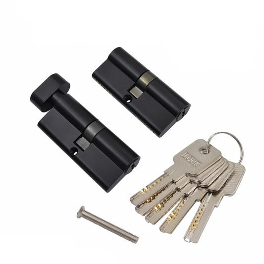 Cilindro de cerradura europeo 60 70 80 90 100MM de longitud totalmente de cobre negro empuje simple/doble abierto con cilindro de cerradura de perilla
