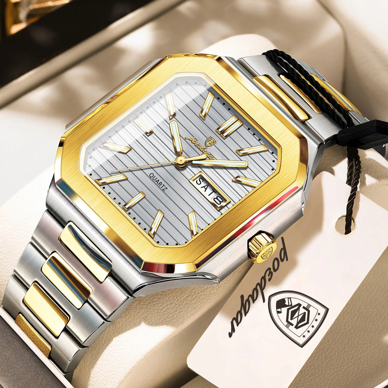 Reloj POEDAGAR de negocios para hombre, resistente al agua, luminoso, con fecha, semana, relojes clásicos para hombre, Reloj de pulsera de cuarzo de acero inoxidable para hombre