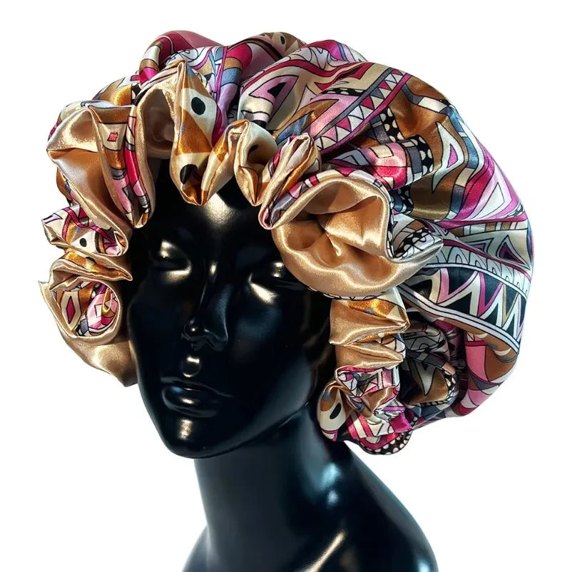 Nuevo Gorro de satén, gorro grande de satén forrado, gorro para dormir, gorro sedoso para dormir de noche, gorro para mujer, estilismo para el cabello