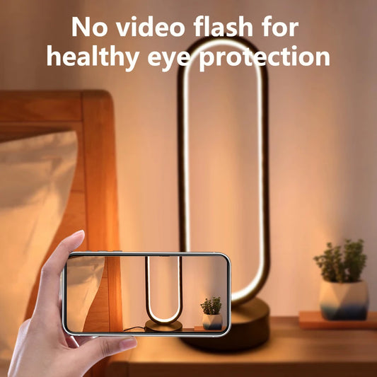 Lámpara de noche con anillo para dormitorio, lámpara de cama regulable de tres colores para sala de estar, luz Led de noche, luz ambiental, escritorio, mesita de noche, accesorios de mesa