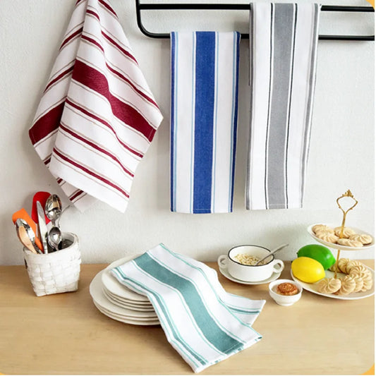 Paños de Cocina de Algodón, Paños de Tela a Rayas, Servilletas de Tela para el Hogar y la Cocina, Paños para Lavar Platos, Suministros para Restaurantes