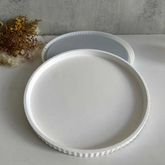 Bandeja redonda a rayas, bandeja de almacenamiento decorativa, Base de macetero, molde de silicona para adorno de yeso de resina, molde de silicona de hormigón, 1 ud.