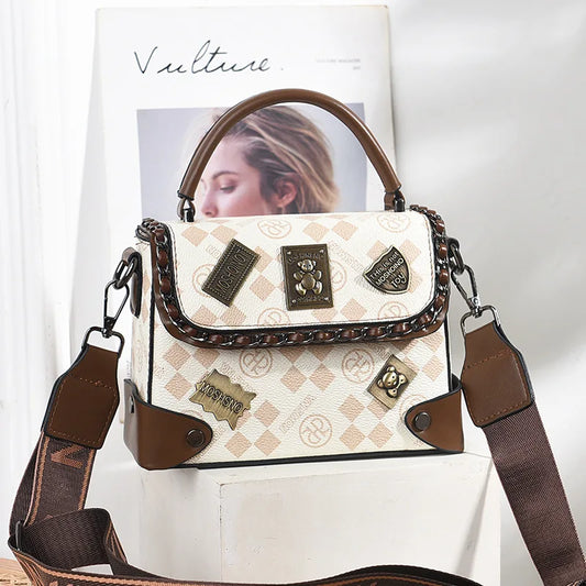 Bolsos de lujo de diseñador, bolsos de mano Vintage de cuero suave para mujer, bolsos de mensajero de alta calidad, bolso cuadrado pequeño de hombro para mujer