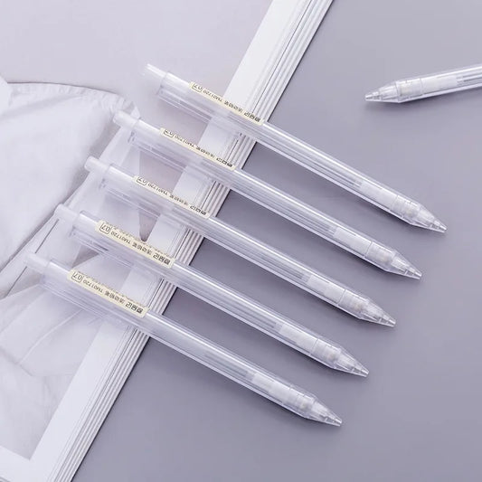 5 unids/set portaminas blanco Simple bolígrafo automático 0,5/0,7mm para estudiantes útiles escolares accesorios de oficina papelería