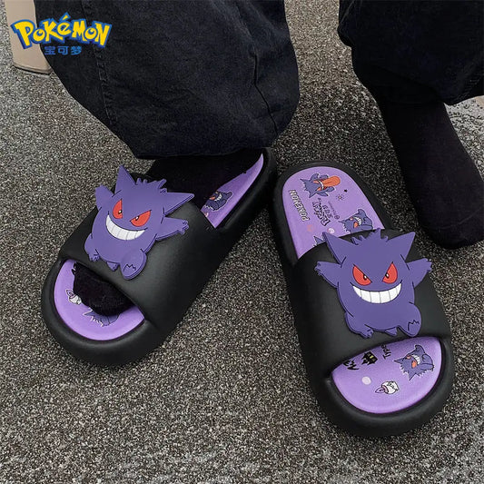 Kawaii Pokemon Anime periféricos Gengar dibujos animados sandalias al aire libre verano casa zapatos chanclas regalo de cumpleaños