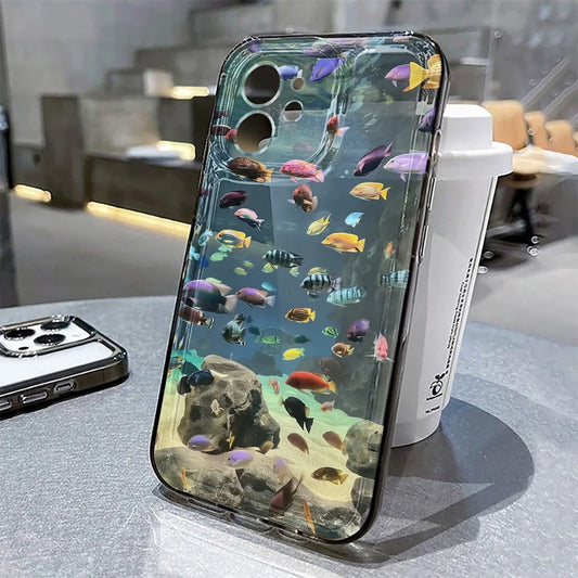 Funda de teléfono bonita con forma de Animal del océano para iPhone 11, Funda protectora transparente para iPhone 15, 13, 14, 12, 16 Pro Max 8, 7 Plus, XR, XS, X SE