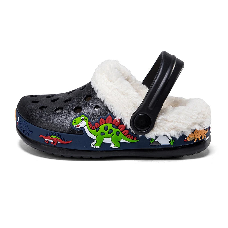 Sandalias de invierno para niños, zapatillas de piel para niños, zapatos para niñas, zuecos antideslizantes, sandalias bonitas de dibujos animados para niñas, zapatos para niños