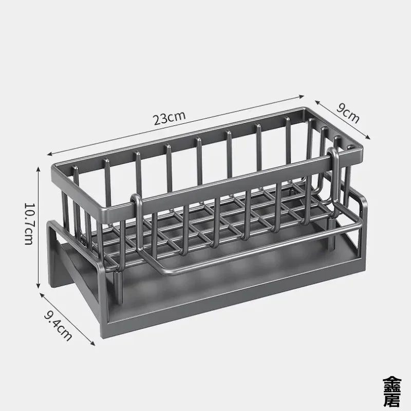 Estante compacto para especias montado en grifo, organizador para fregadero con escurridor, almacenamiento de cocina que ahorra espacio para utensilios/accesorios