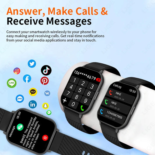 LIGE, nuevos relojes inteligentes con llamadas Bluetooth, reloj de pulsera para mujer, relojes deportivos para Fitness, reloj inteligente resistente al agua IP67 para iPhone, Android, iOS