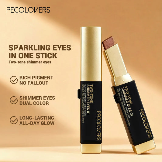 Barra de sombra de ojos de doble color, color de ojos mezclable para maquillaje diario, marrón y rosa, producto cosmético para maquillaje de ojos, 1 ud.