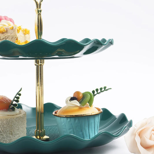 Soporte Redondo de Doble Capa para Pasteles y Dulces, Plato de Frutas para Bodas y Fiestas, Bandeja Decorativa para el Hogar, Exquisito