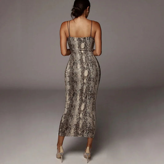 Vestido elegante sin mangas de leopardo para mujer, ropa Sexy de verano, moda femenina, cintura alta, tirantes finos, vestidos de fiesta de noche ajustados