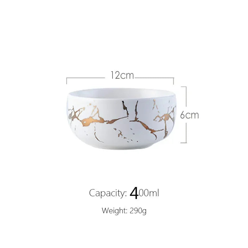 Cuenco de cerámica de mármol de estilo nórdico, juego de vajilla para el hogar, desayuno de porcelana, cena de arroz, sopa de fideos, cuencos redondos