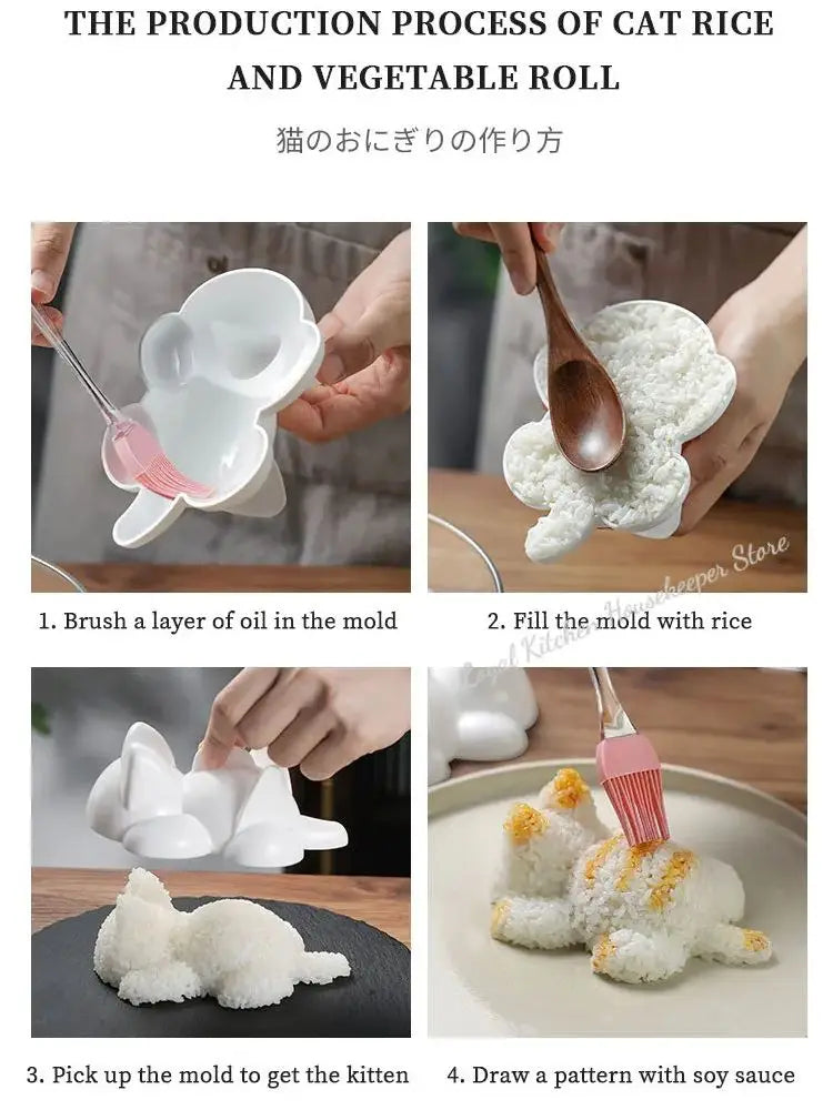 Lindas herramientas para sushi, moldes para Onigiri, forma de gato y animal, Sushi para niños, puré de arroz, puré de patatas, calabaza, suministros para hornear, utensilios de cocina