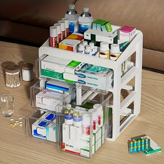 1 botiquín para el hogar, administrador de medicamentos para el hogar, caja de almacenamiento multiusos para medicina médica de gran capacidad tipo cajonera