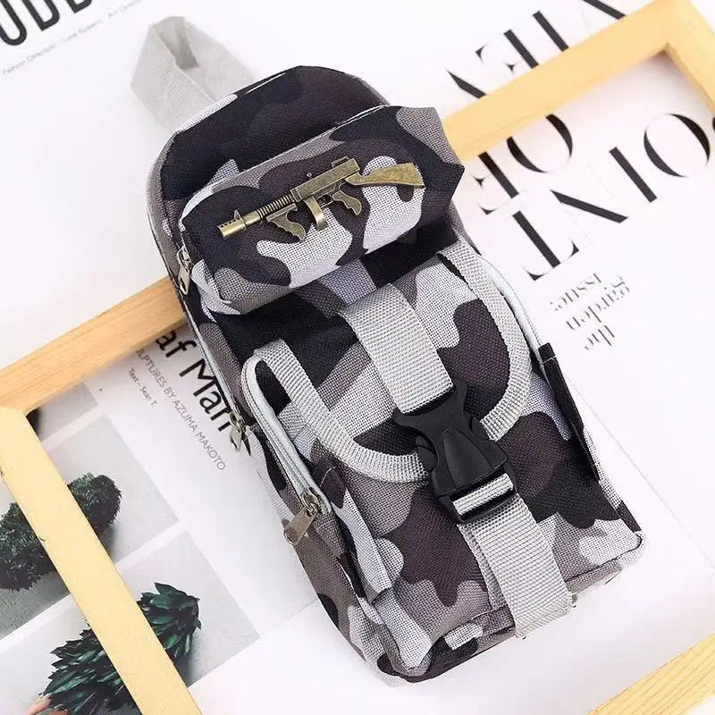 Mini estuche para lápices con mochila de camuflaje, bolsa de almacenamiento de papelería escolar de estilo militar, bolsa para bolígrafos para estudiantes y niños