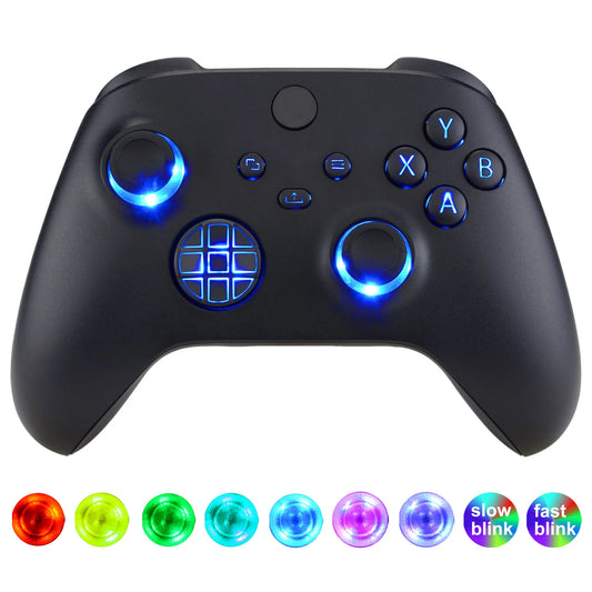 eXtremeRate Kit LED DTF V2 luminoso multicolor para controlador Xbox Series X/S modelo 1914, botones de palanca de mando D-pad