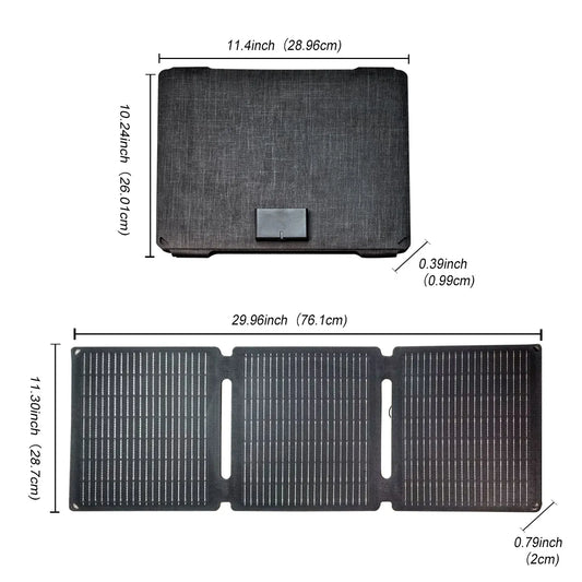 Panel solar plegable portátil de 35W 100W con 1 puerto USB y 1 puerto tipo C de carga rápida, panel solar ETFE plegable, para uso en exteriores, cargador de teléfono, caravana, camping