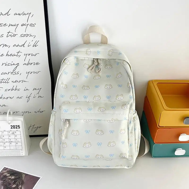 Mochila con estampado de gato de dibujos animados, mochila escolar para estudiantes de gran capacidad, bolso femenino delicado a la moda, bolsas de viaje portátiles, regalos