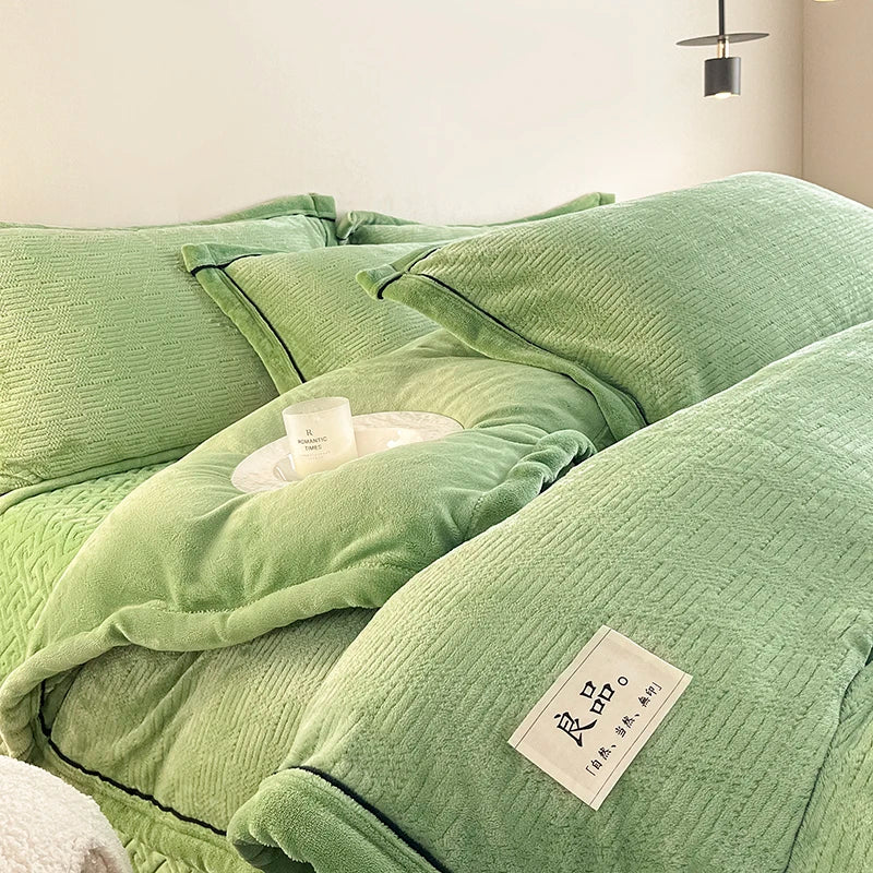 Juego de funda nórdica de terciopelo de leche, edredón sólido de felpa suave y cálido, mantas gruesas, ropa de cama para el hogar, invierno, 150x200cm, 3 uds.