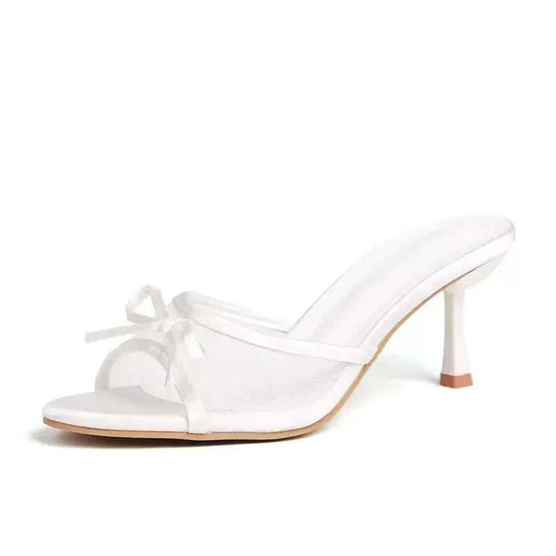 2024 mujeres novedad de verano marca de lujo Sandalias de tacón alto versátiles simples Sandalias de tacón delgado zapatillas