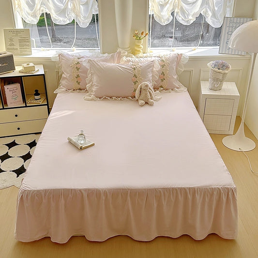 Juego de Ropa de Cama Estilo Princesa INS 2026, con Volantes, Encaje y Lazo, Funda de Edredón Romántica para Mujer, Juego de 4 Piezas