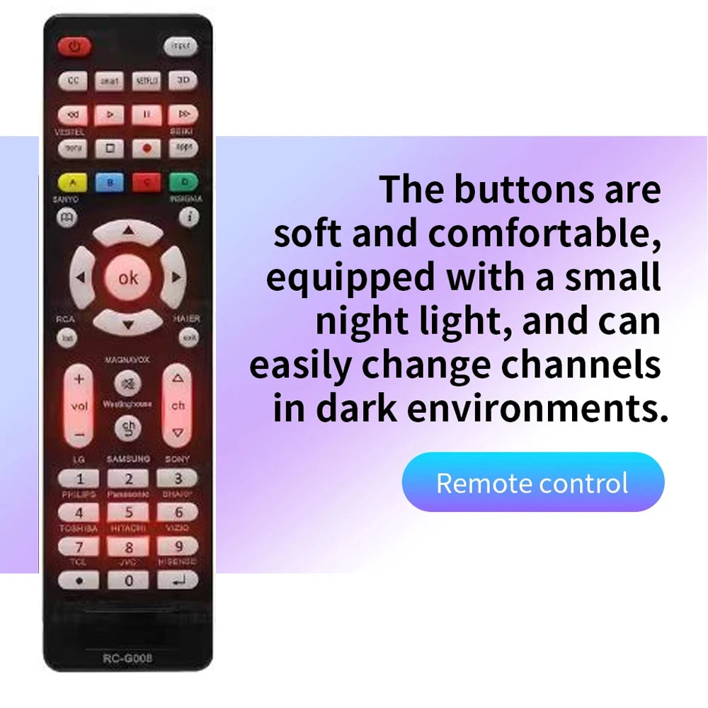 Mando a distancia RC-G008 para todos los modelos y marcas, TV con luz nocturna