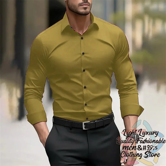 Formelles Herrenhemd in 19 Farben — Langarm für Hochzeit und Business, Größen XS bis 6XL
