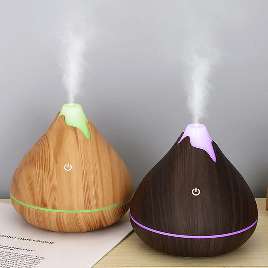 Difusor de aceite esencial de aromaterapia, humidificador de aire ultrasónico con Control remoto, grano de madera, fresco, luz LED de 7 colores, 350ML