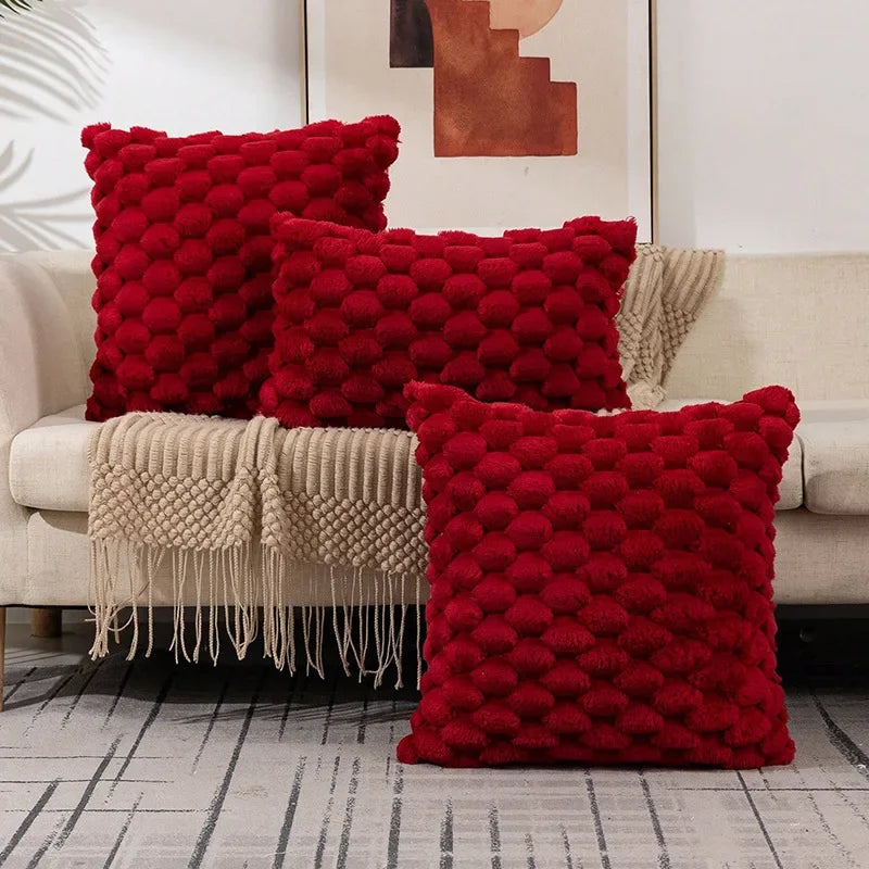 Funda de almohada tejida de terciopelo con copos de nieve, funda de almohada de Color sólido, funda de cojín de cintura suave y cómoda para sala de estar, sofá, decoración del hogar
