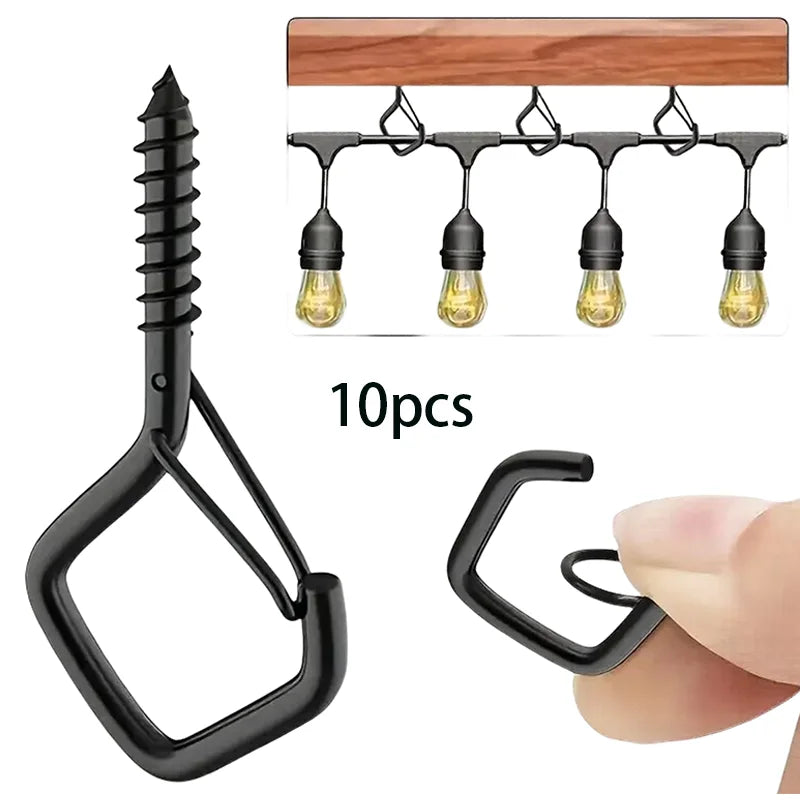 Q-ganchos de suspensión para exteriores, ganchos de tornillo para cadena de luces al aire libre, ganchos de tornillo con hebilla de seguridad, para plantas colgantes, 10/20 piezas