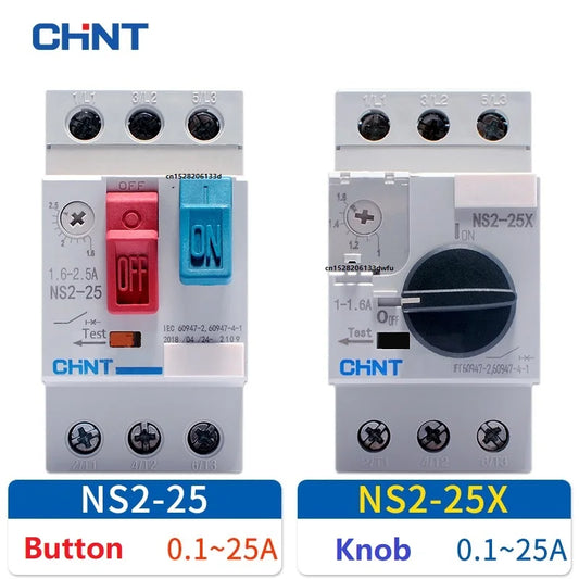 CHINT AC Motor de arranque NS2-25 NS2-25X AE11 AU11 220V-390V protección interruptor térmico General Protector de motor dispositivo botón