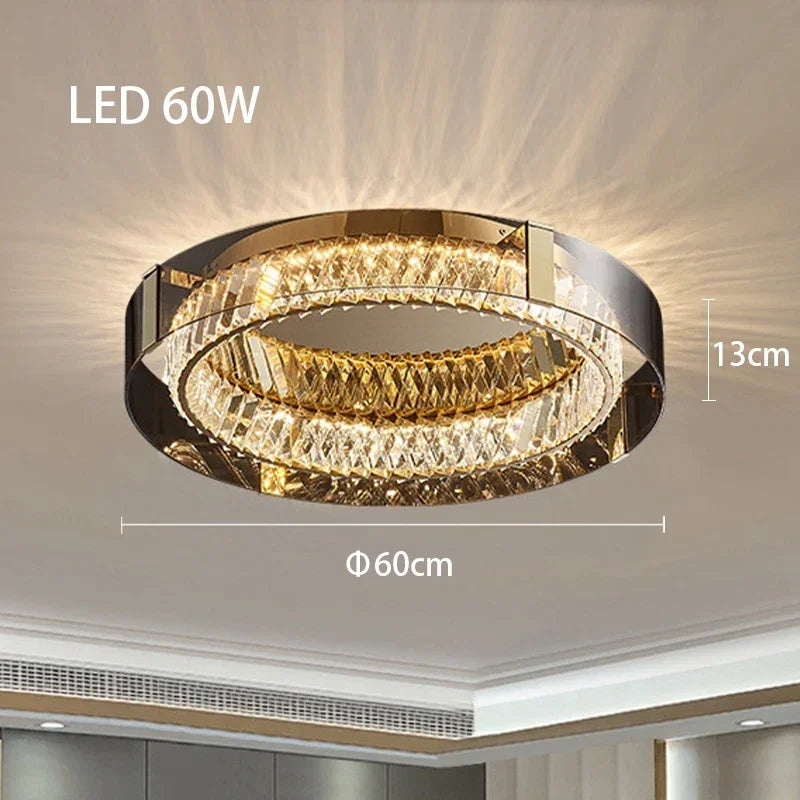 Luces de techo de cristal, luces LED, candelabro de techo moderno, lámparas regulables de lujo, decoración de habitación, Plafonnier, decoración del hogar para dormitorio