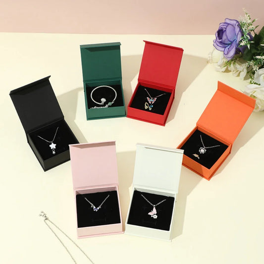 Caja de joyería tipo libro con tapa, anillo, pendientes, collar, colgante, estuche organizador, caja de embalaje de regalo de boda para el Día de San Valentín 2026